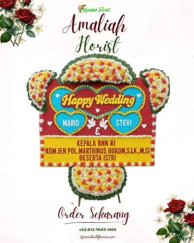 Karangan Papan Bunga Pernikahan di Sekip